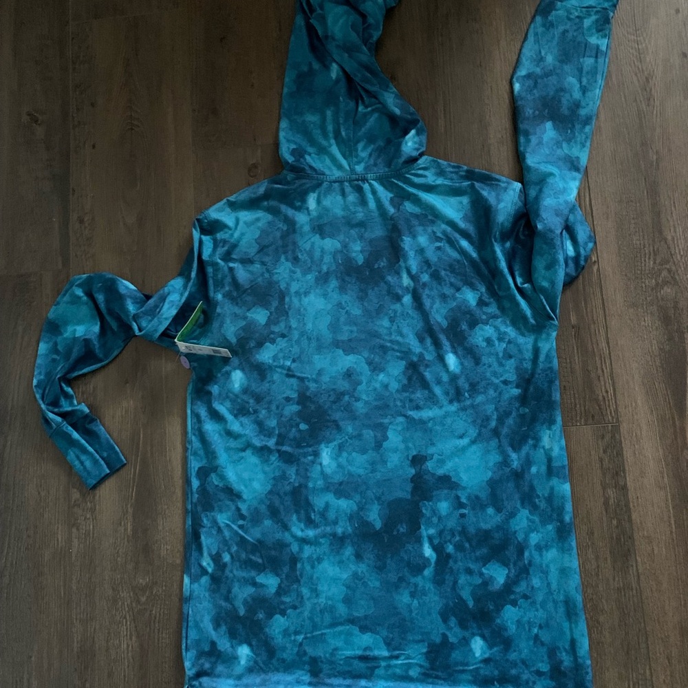 Blue Tie-Dye Athletic Works Pop Over Hoodie - Picture 3 of 8